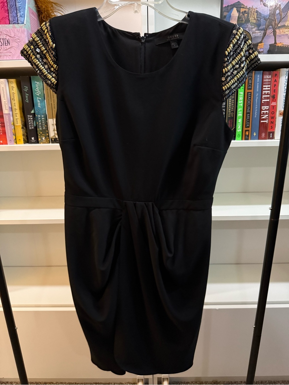 Guess Black Dress with Beaded Cap Sleeves